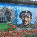 Memory wall painting of General Stanislaw Maczek in Ustrzyki Dolne, Poland